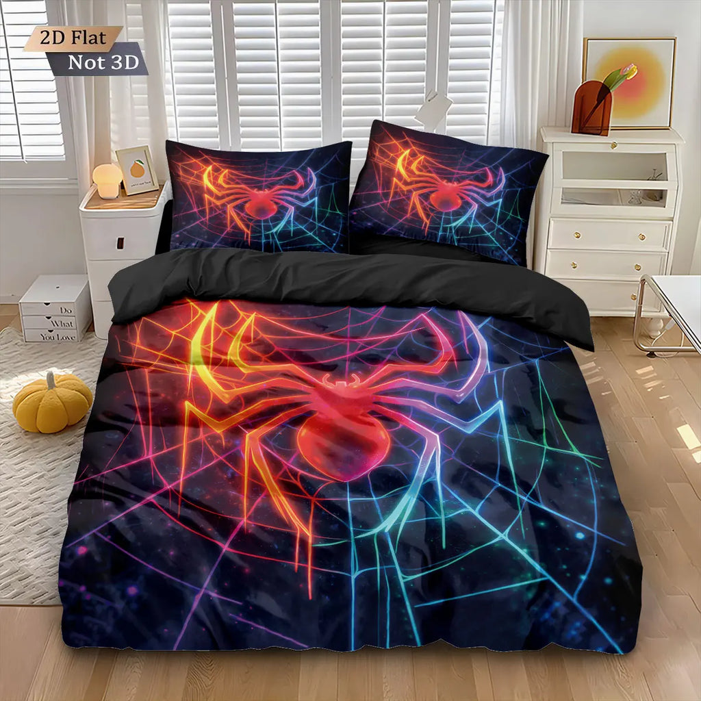 3pcs Cyber Style Spider Printed Down Duvet Cover Set