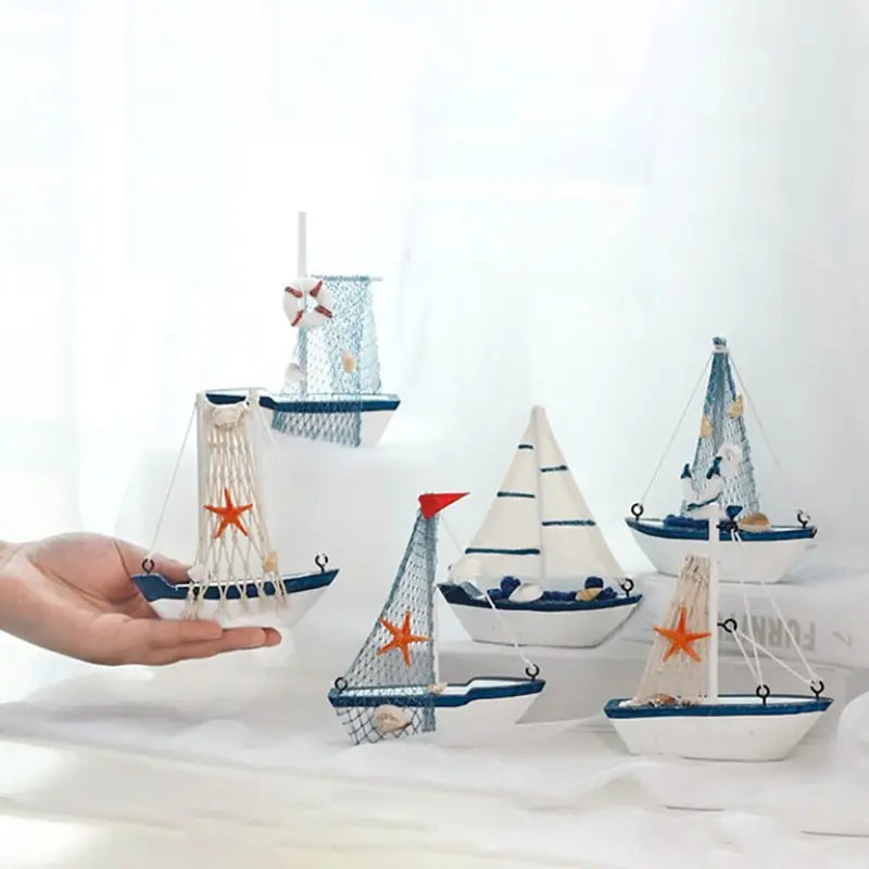 Wooden Blue Sailing Boat – Nautical Home Décor Ornament