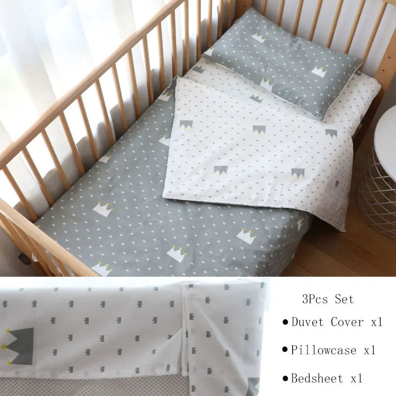 3 Pcs Kids Bedding Set - Cotton Bed Linen set Include, Pillowcase, Sheet and Duvet Cover