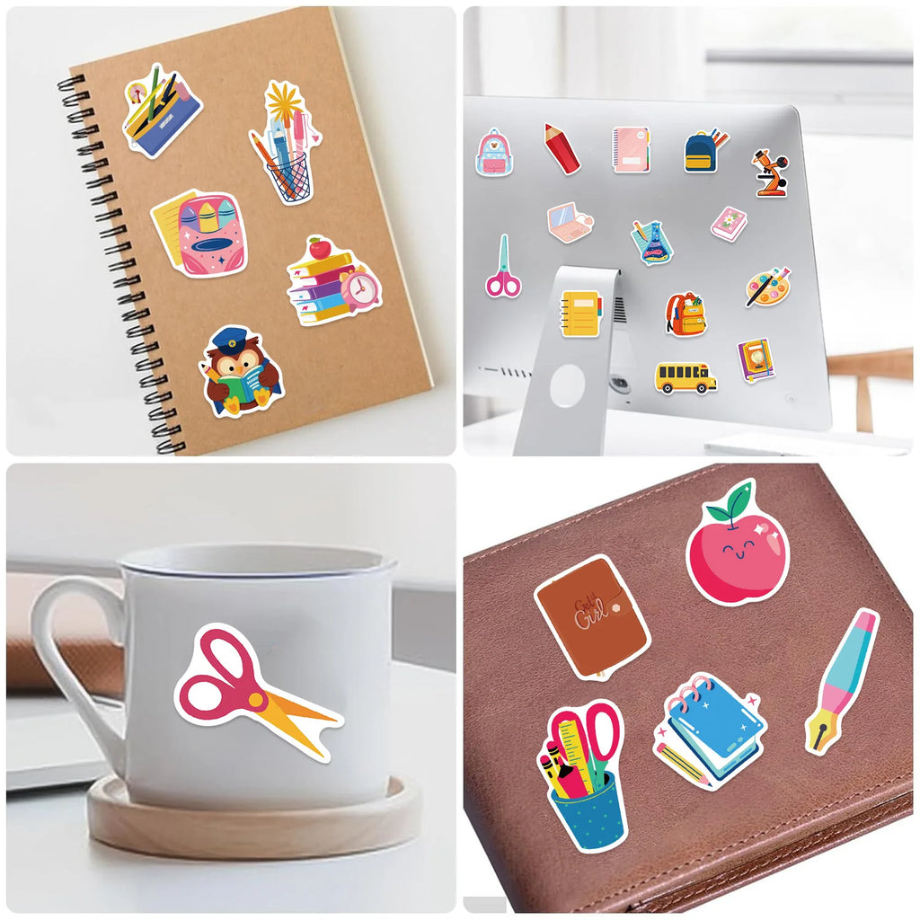 50pcs School Season Aesthetic Stationery Stickers Set
