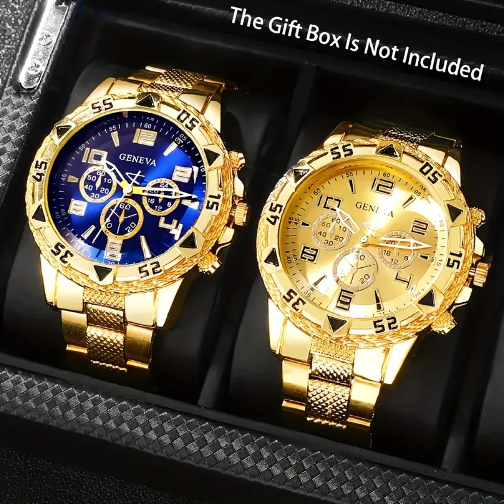 Men's Vintage Quartz Watch Set – Set of 2