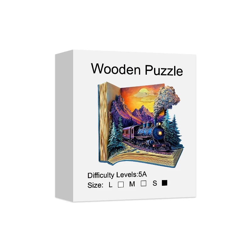 Wooden Train in a Book Puzzle for Adults