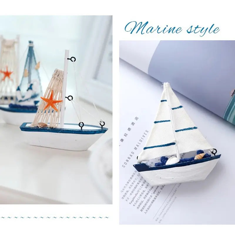Wooden Blue Sailing Boat – Nautical Home Décor Ornament