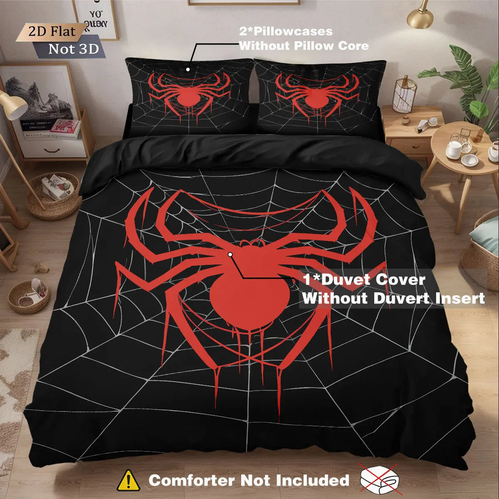 3pcs Cyber Style Spider Printed Down Duvet Cover Set