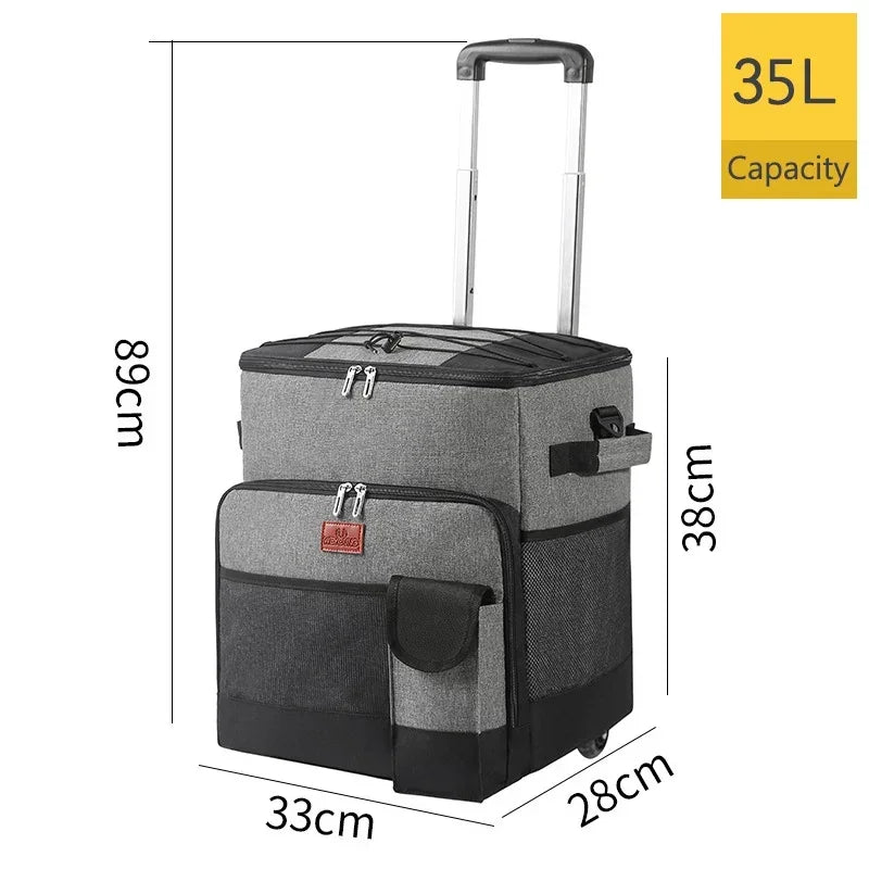 Rolling Cooler with Removable Wheels & Handle