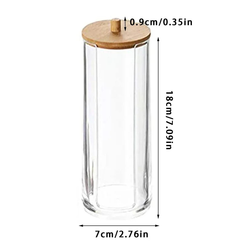 Bathroom Organiser Set - Makeup Storage Jars & Cotton Swab Dispenser