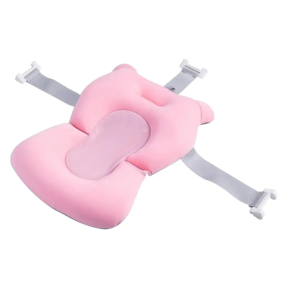 Newborn Bath Cushion - Adjustable, Foldable with Buckles & 3 Safety Clips