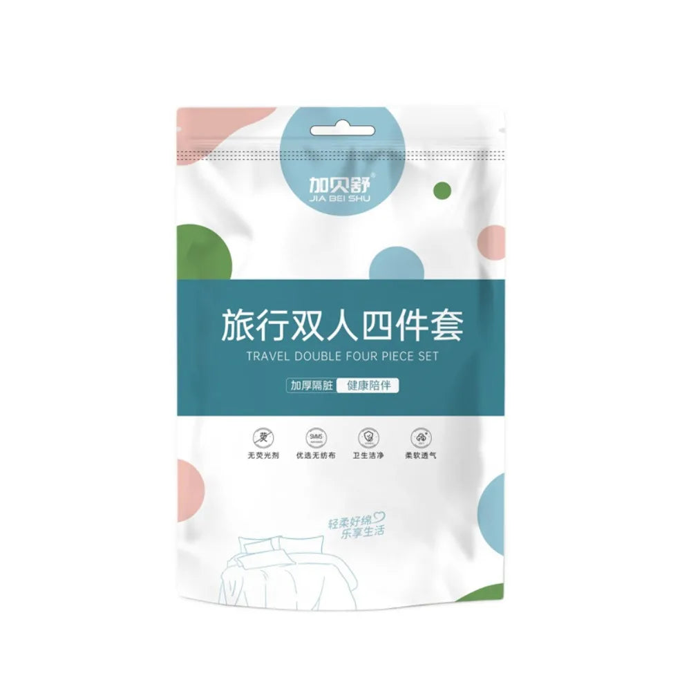 Disposable four-piece double bedding - sheet, duvet cover, pillowcase