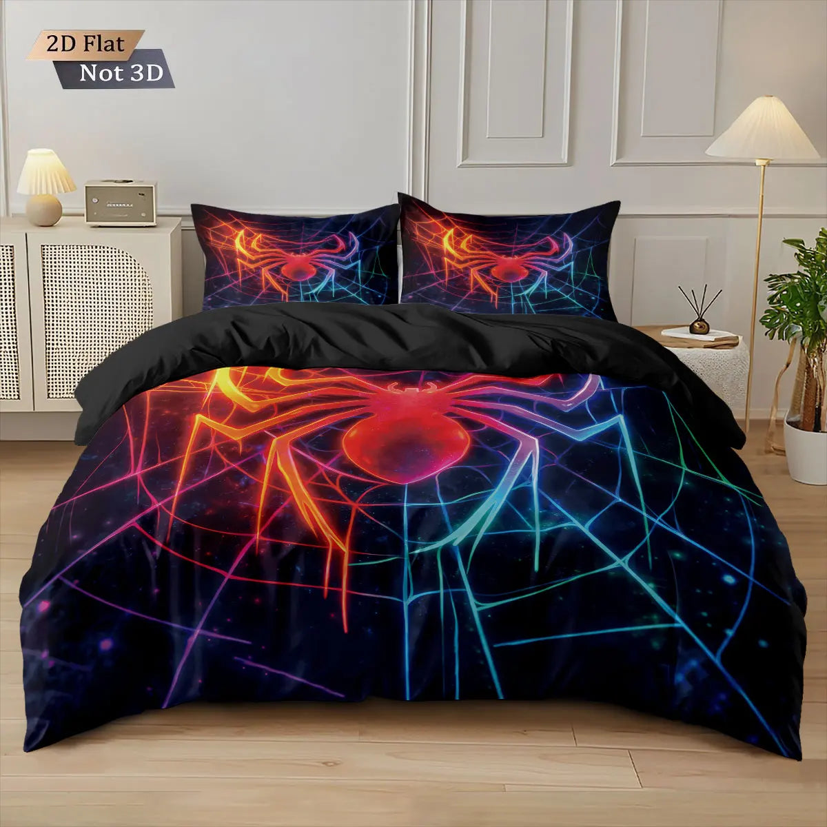 3pcs Cyber Style Spider Printed Down Duvet Cover Set