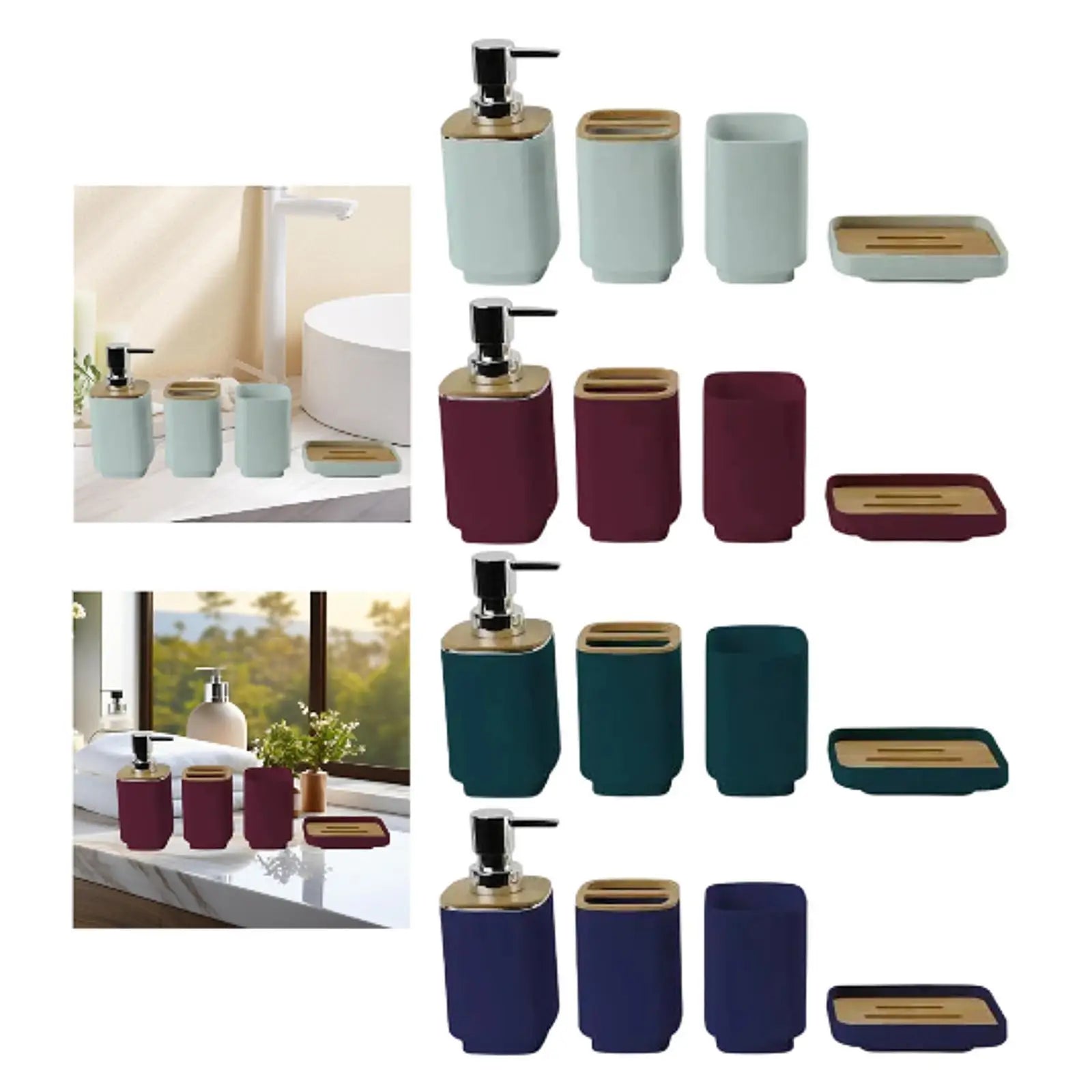 4-Piece Bathroom Accessories Set – Soap Dispenser, Toothbrush Holder & More