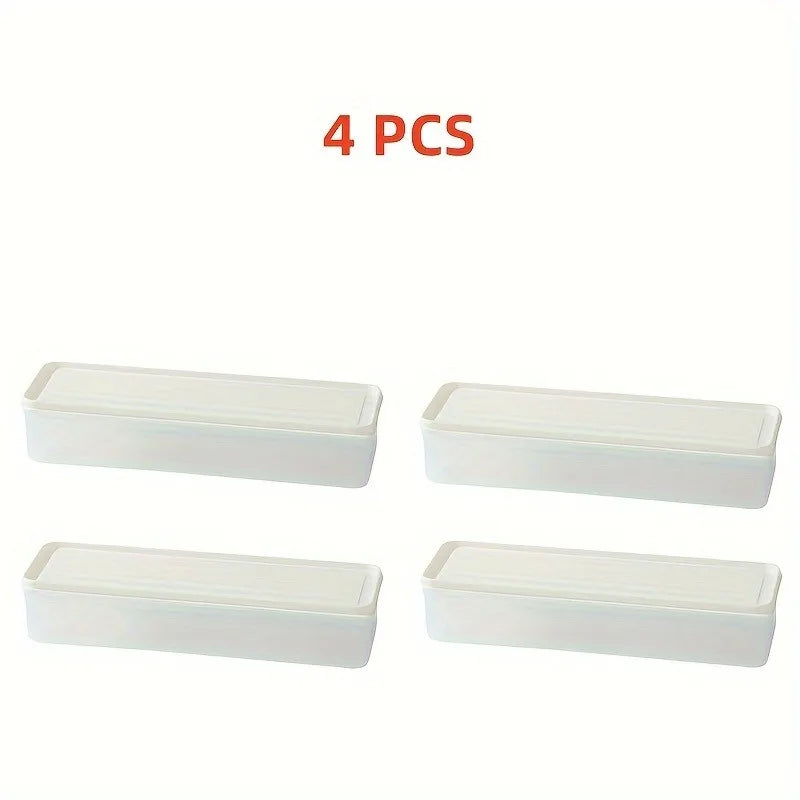 Rectangular Plastic Fridge Organiser Containers – Stackable, Set of 4