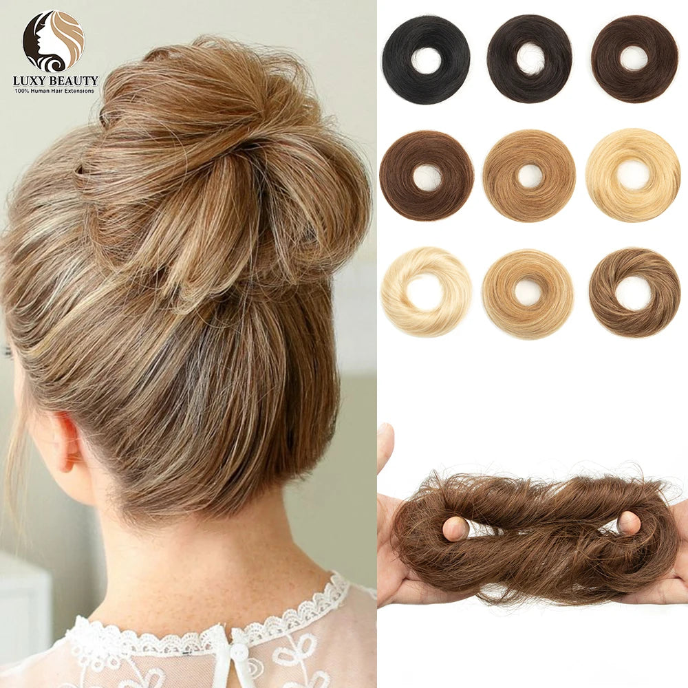Human Hair Donut Chignon Bun Scrunchie – Updo Style, Natural Look