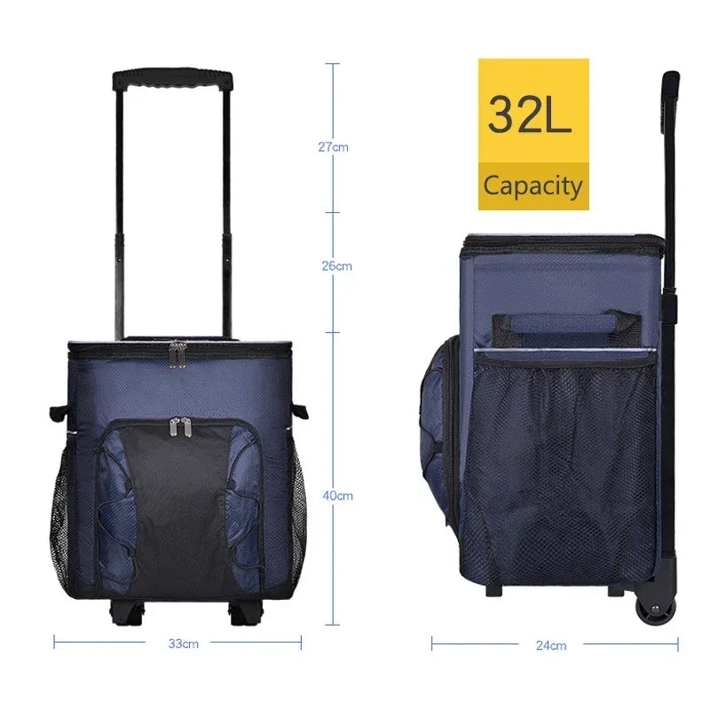 Rolling Cooler with Removable Wheels & Handle