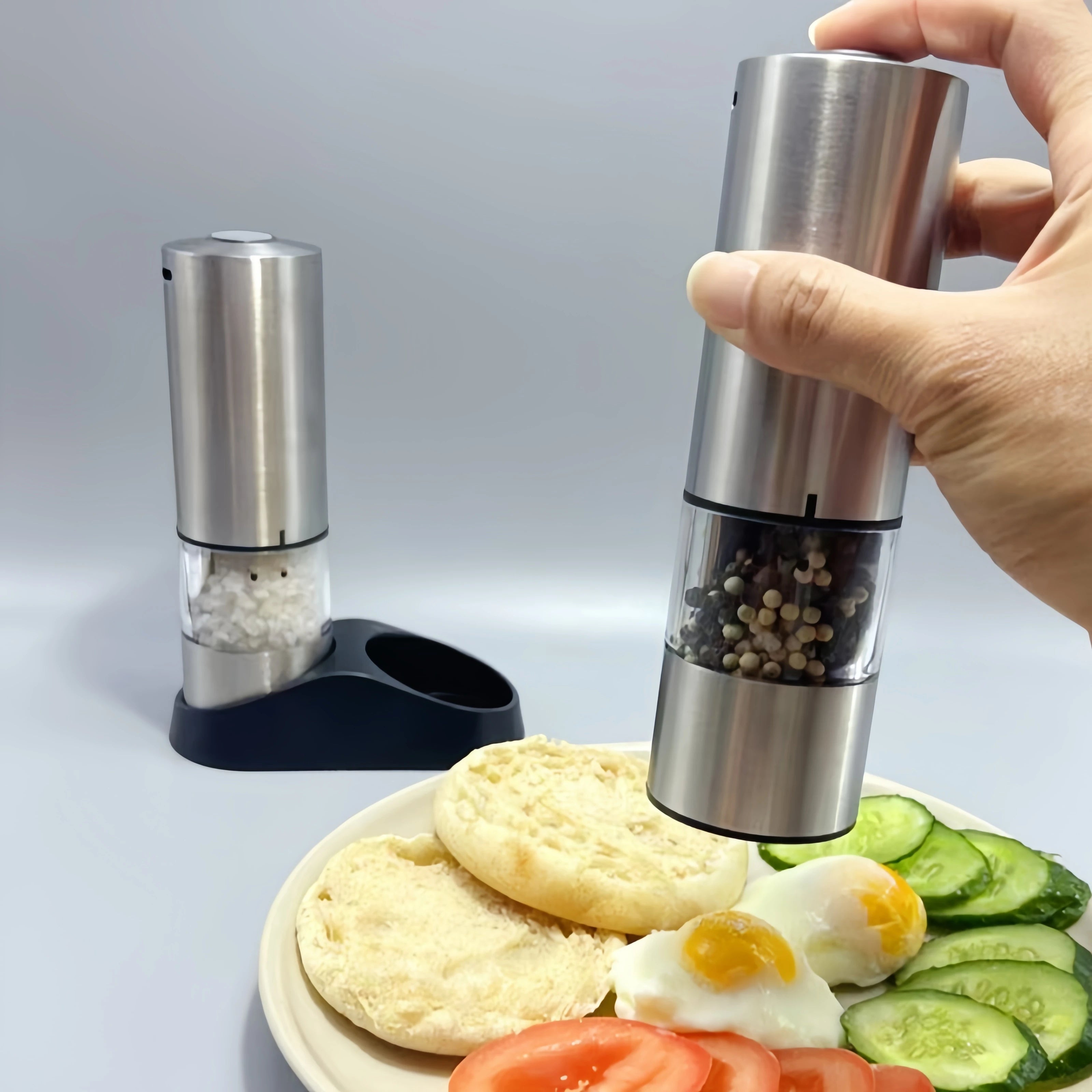 Electric Salt & Pepper Grinder – Type-C Rechargeable, Ceramic Core, LED Light