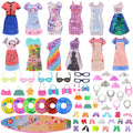 45-Piece Doll Accessories Set - Dresses, Shoes, Boots, Necklaces & Glasses (30cm Doll)