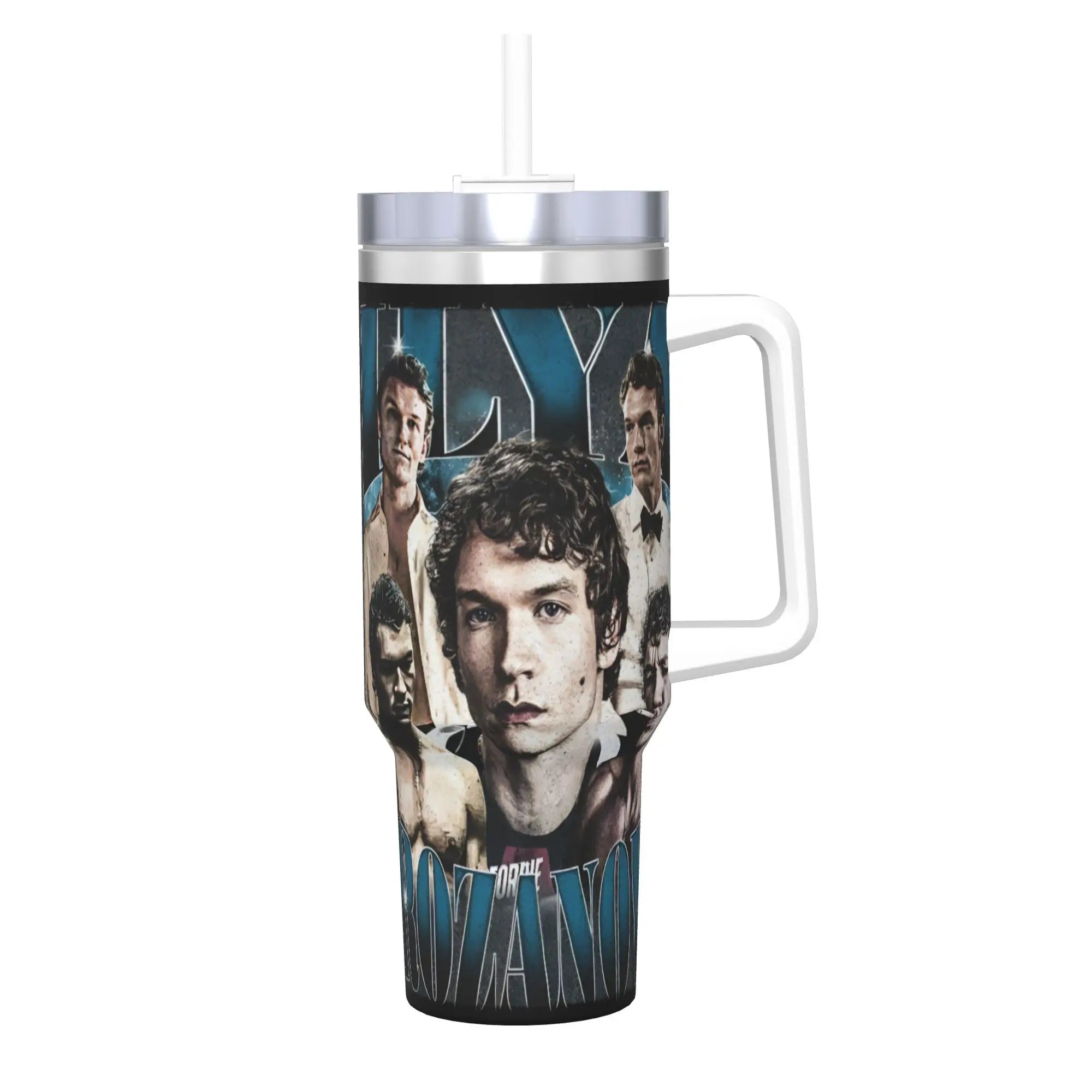 Large Portable Stainless Steel Thermal Tumbler with Straw