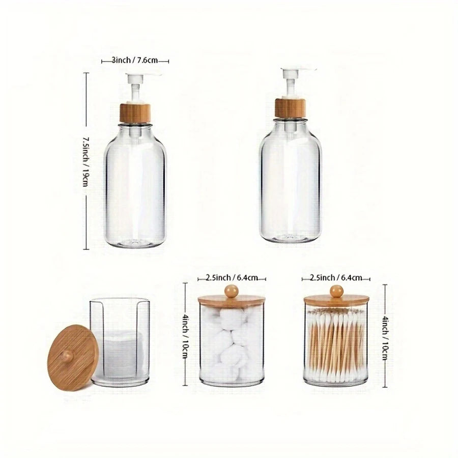 Bathroom Accessories Set - Soap Dispenser, Toothbrush & Storage (4/5 Pcs)