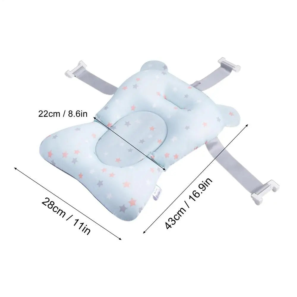 Newborn Bath Cushion - Adjustable, Foldable with Buckles & 3 Safety Clips