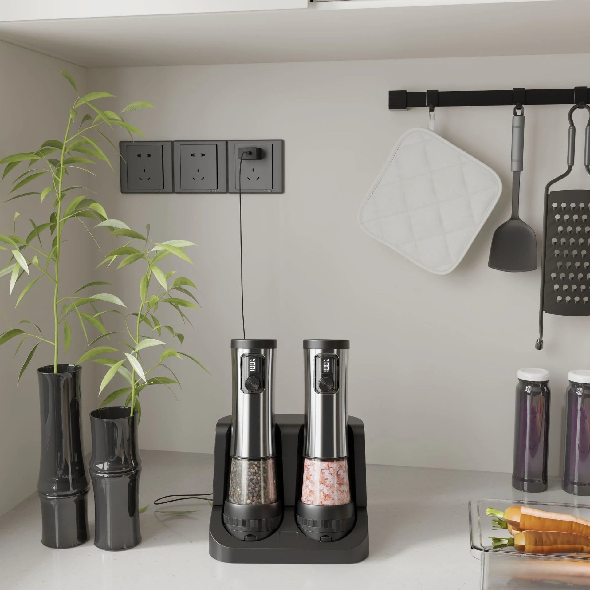 Electric Salt & Pepper Grinder Set – Rechargeable, LED Indicator, Adjustable Coarseness