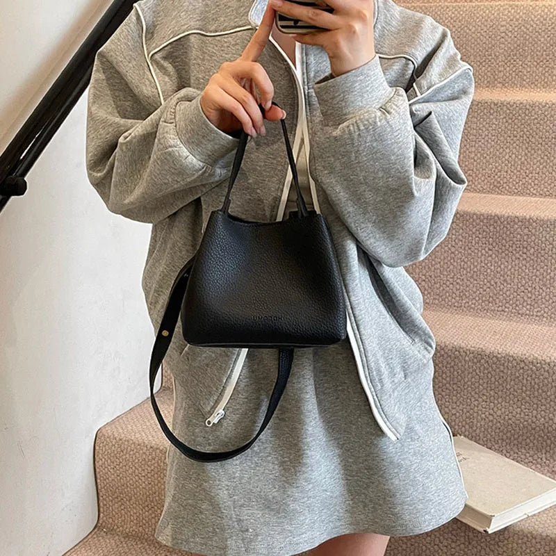 Women's PU Leather Bucket Bag – Shoulder & Crossbody