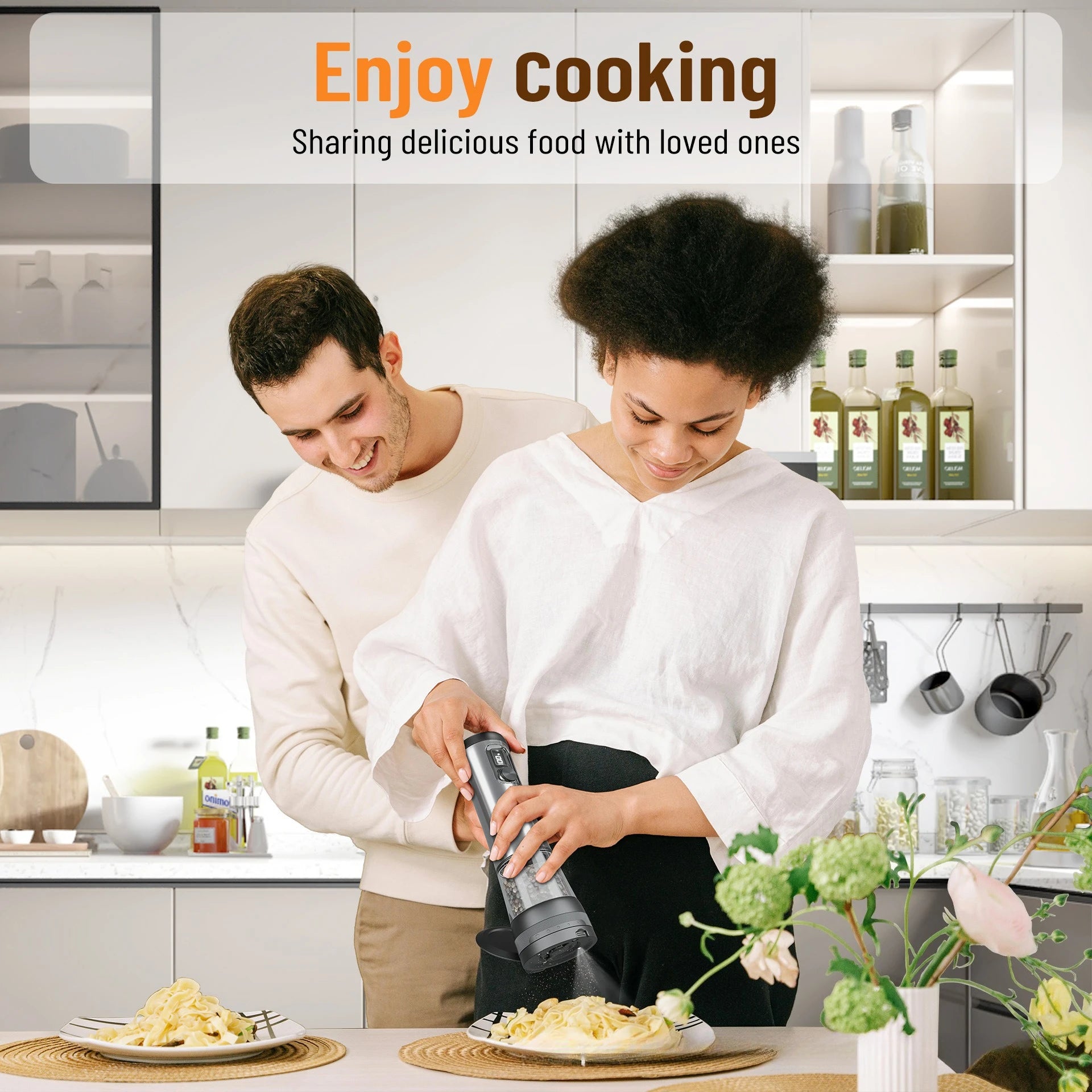Electric Salt & Pepper Grinder Set – Rechargeable, LED Indicator, Adjustable Coarseness