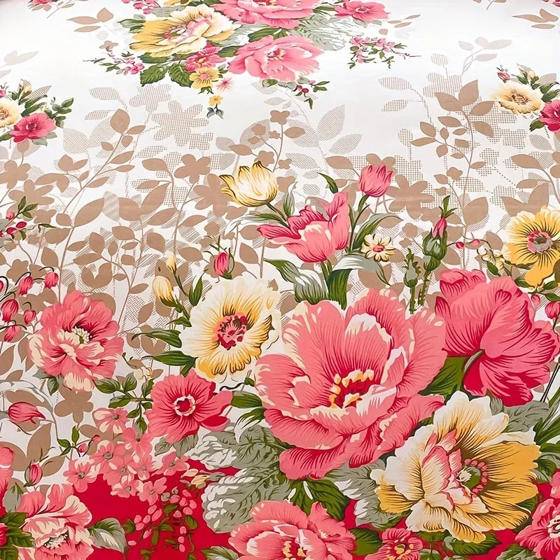 3 Pcs Floral Duvet Cover Set with Zipper Closure - 1 Duvet Cover and 2 Pillowcases