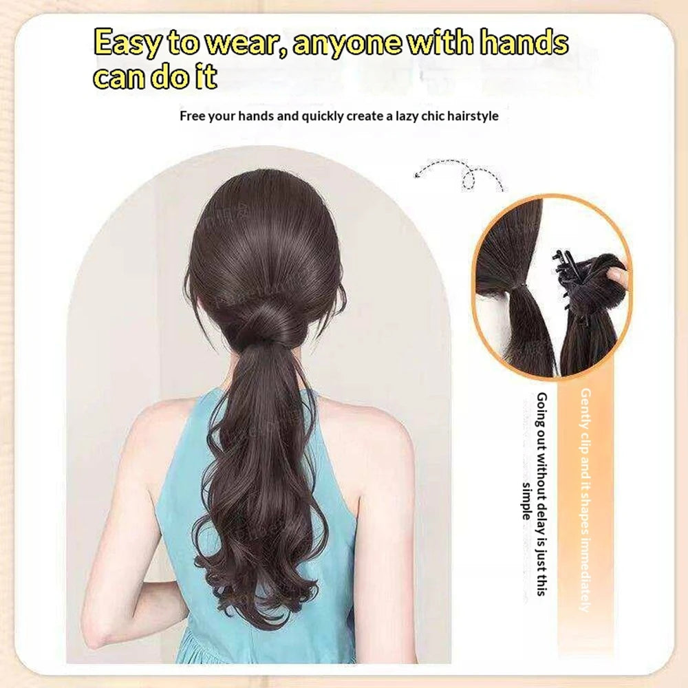 Slightly Curly Synthetic Claw Clip Ponytail Extension – Natural Look, Easy Clip-On