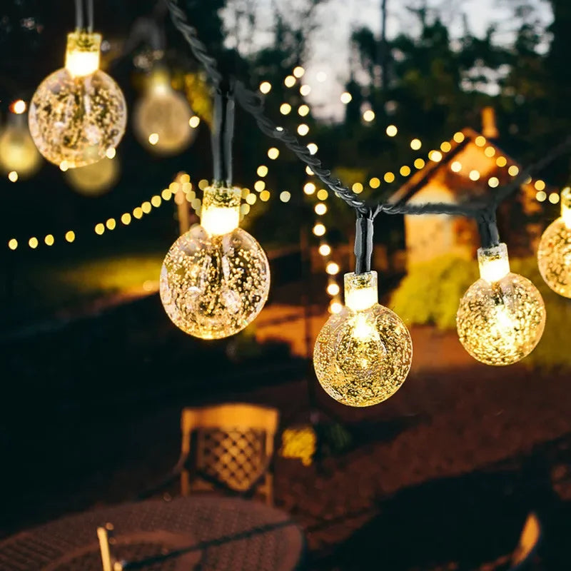Solar Crystal Globe LED Outdoor Fairy String Lights