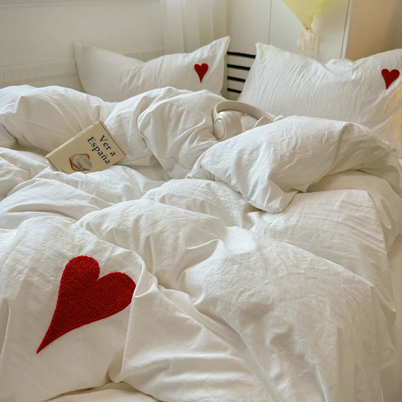 Washed Cotton Bedding Set - Black Duvet Cover Set