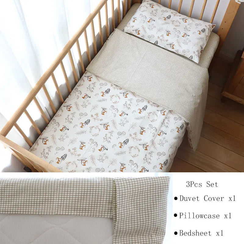 3 Pcs Kids Bedding Set - Cotton Bed Linen set Include, Pillowcase, Sheet and Duvet Cover