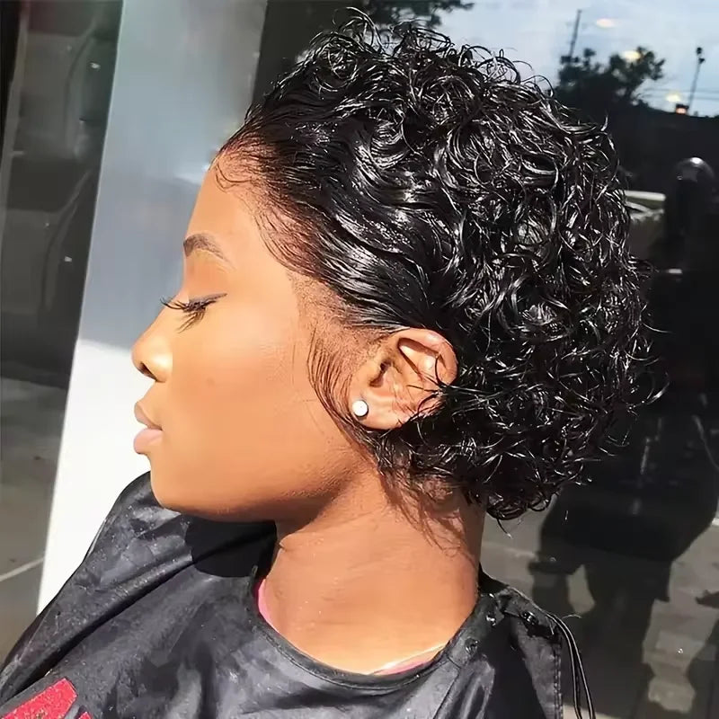 Peruvian Curly Pixie Bob Lace Front Wig – Short Natural Style