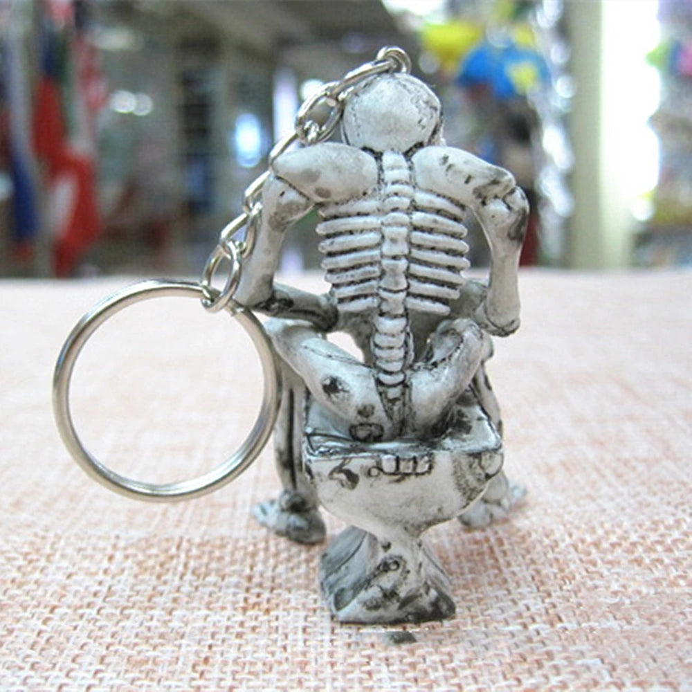 Skull Skeleton Toilet Keychain