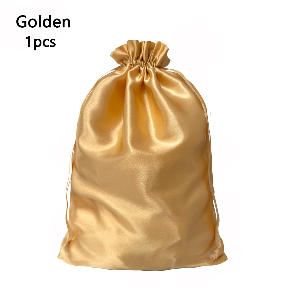 Silky Satin Wig Storage Bags with Drawstring – Dust-Free Protection, Set of 3
