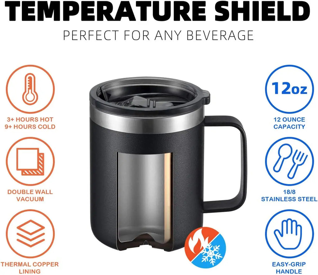 Stainless Steel Insulated Coffee Mug 360ml Tumbler Cup with Lid for Hot & Cold Drinks