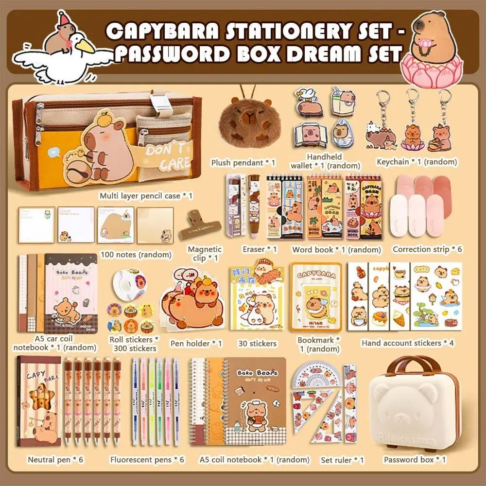 Capybara Stationery Gift Set - Large Capacity Pencil Case