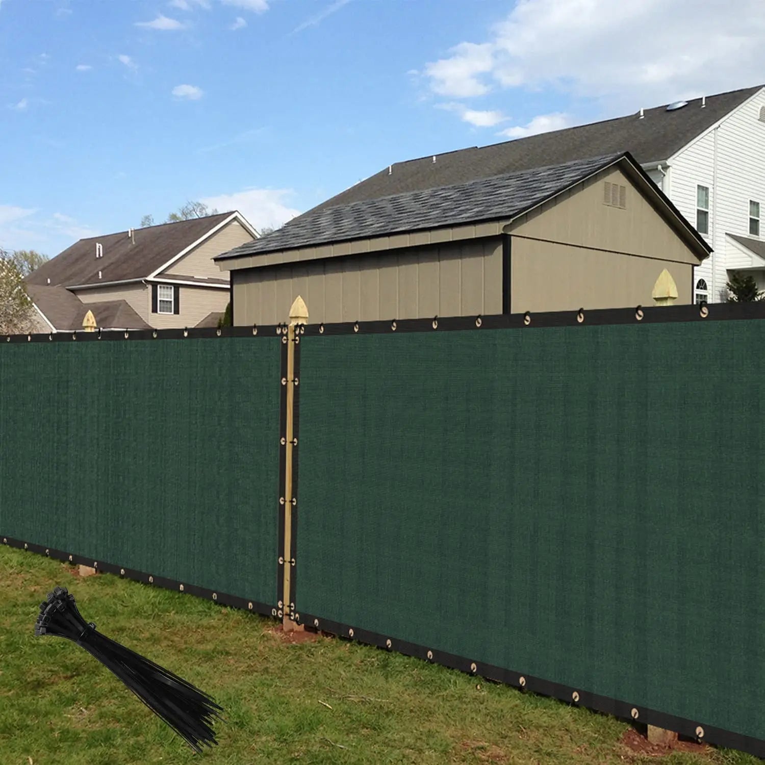 Patio Fence Privacy Screen Mesh with Grommets & Zip Ties