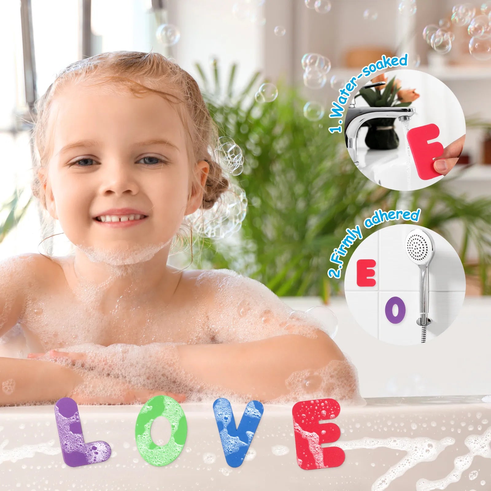 36-Piece Kids Bath Educational Toys - Counting, Spelling & Colour Recognition