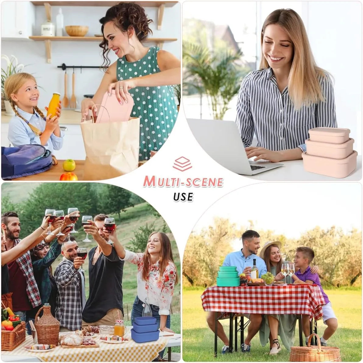 Silicone Food Storage Containers - Airtight, Microwave, Dishwasher, Freezer