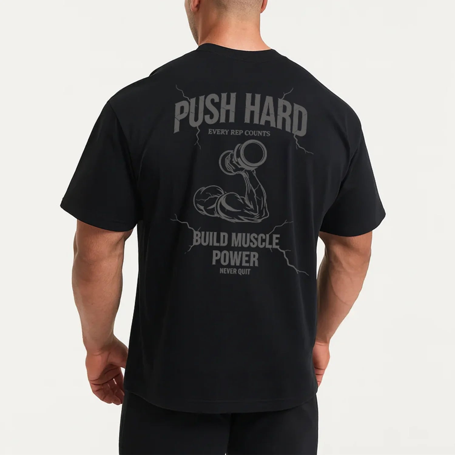 Men's Loose-Fit Printed Gym T-Shirt - 100% Cotton