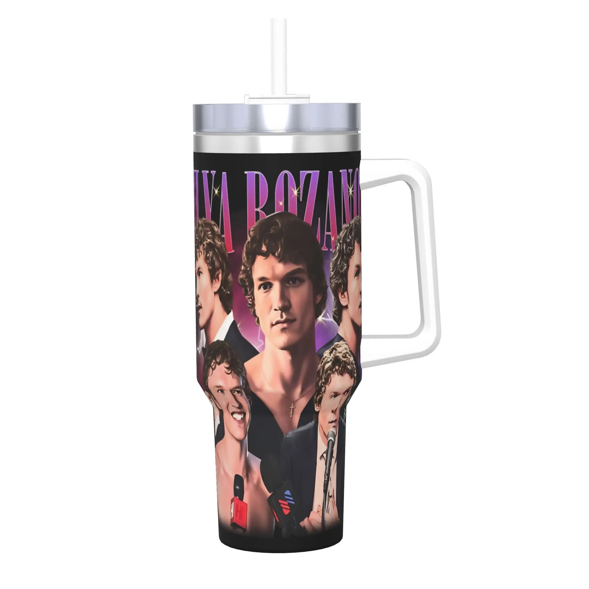 Large Portable Stainless Steel Thermal Tumbler with Straw