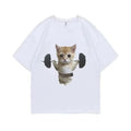 Funny Gym Cat Graphic T-Shirt