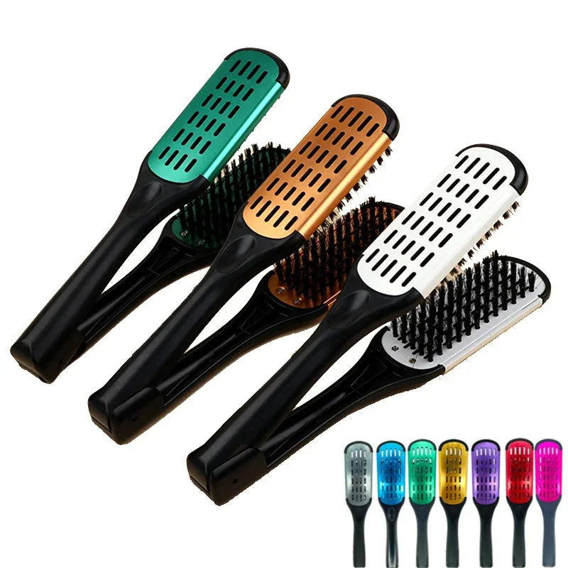 Pro Double Brush Nylon Hair Straightener