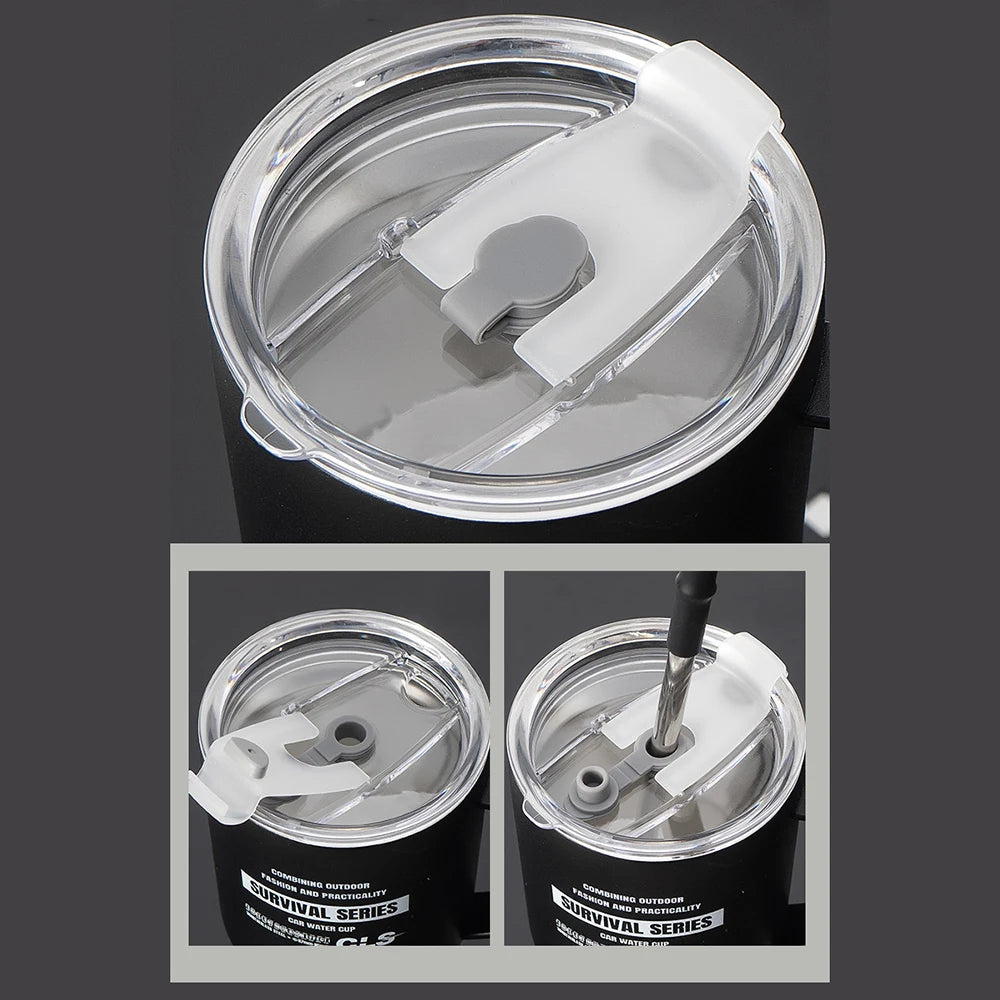900ml Stainless Steel Insulated Tumbler with Handle, Lid & Straw