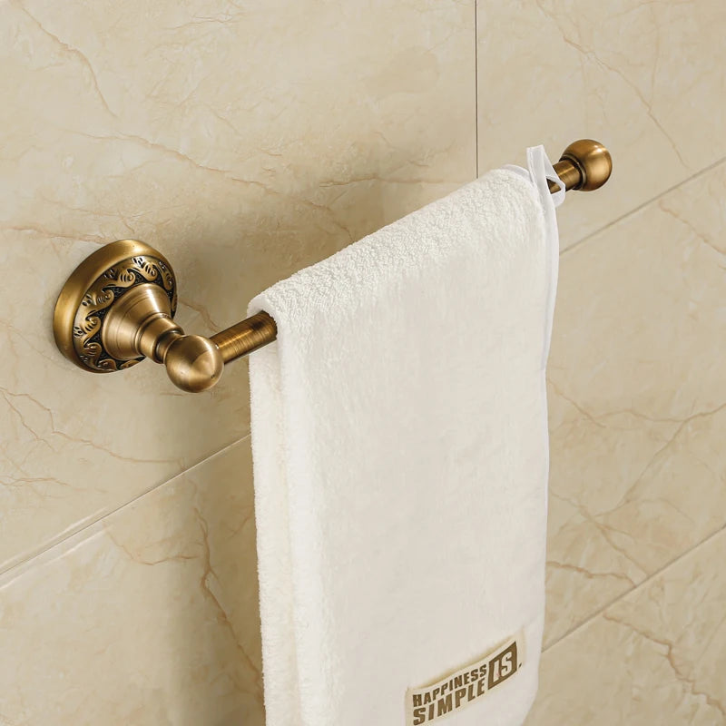 Antique Brass Aluminium Bathroom Accessories Set - Wall Mounted