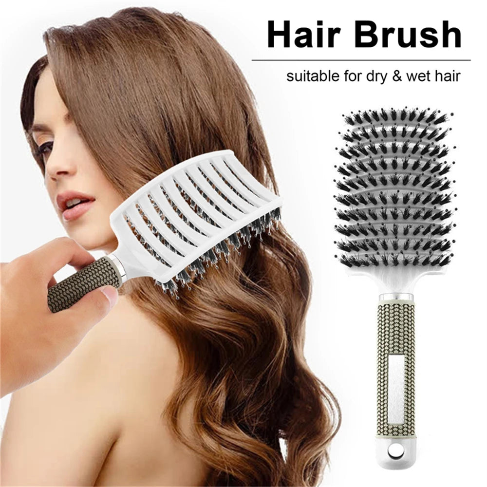 Nylon Bristle Hairbrush – Detangling & Smoothing Brush for All Hair Types