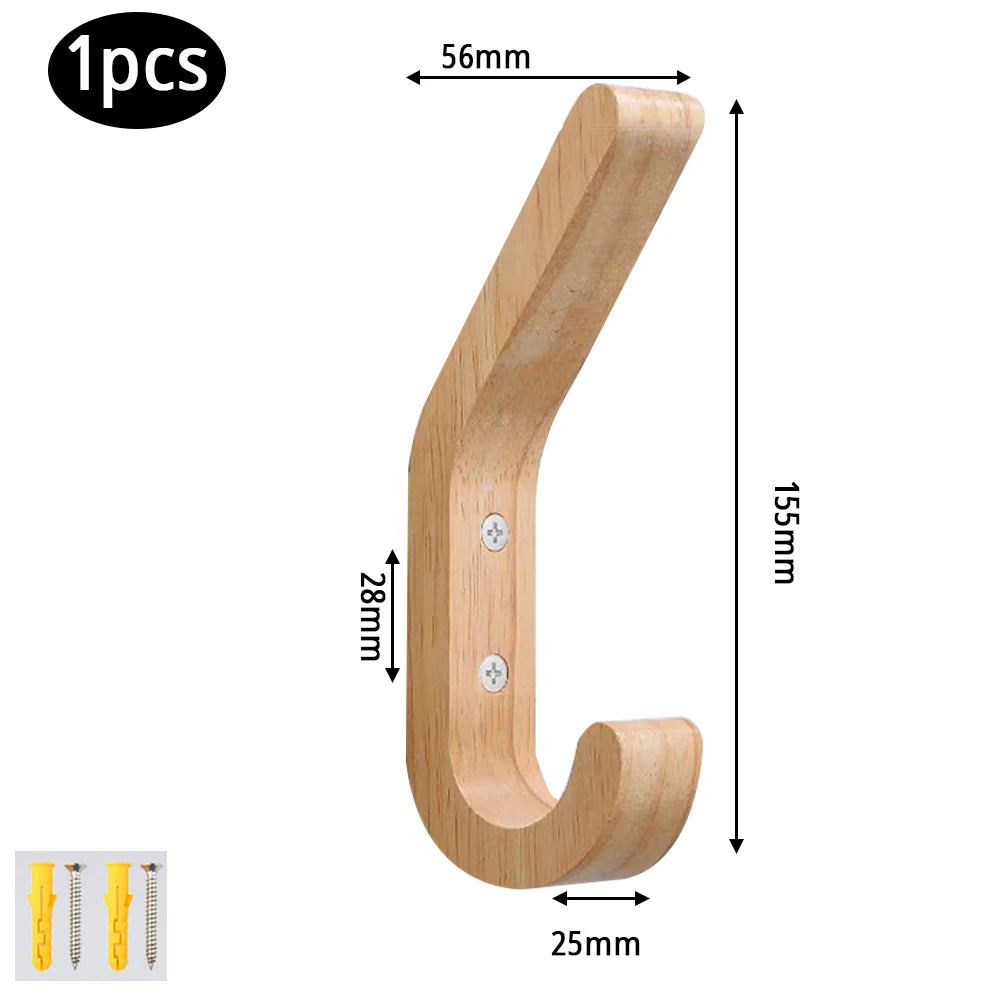 Wooden Coat Hooks - Wall Mounted - Heavy Duty Double Hooks
