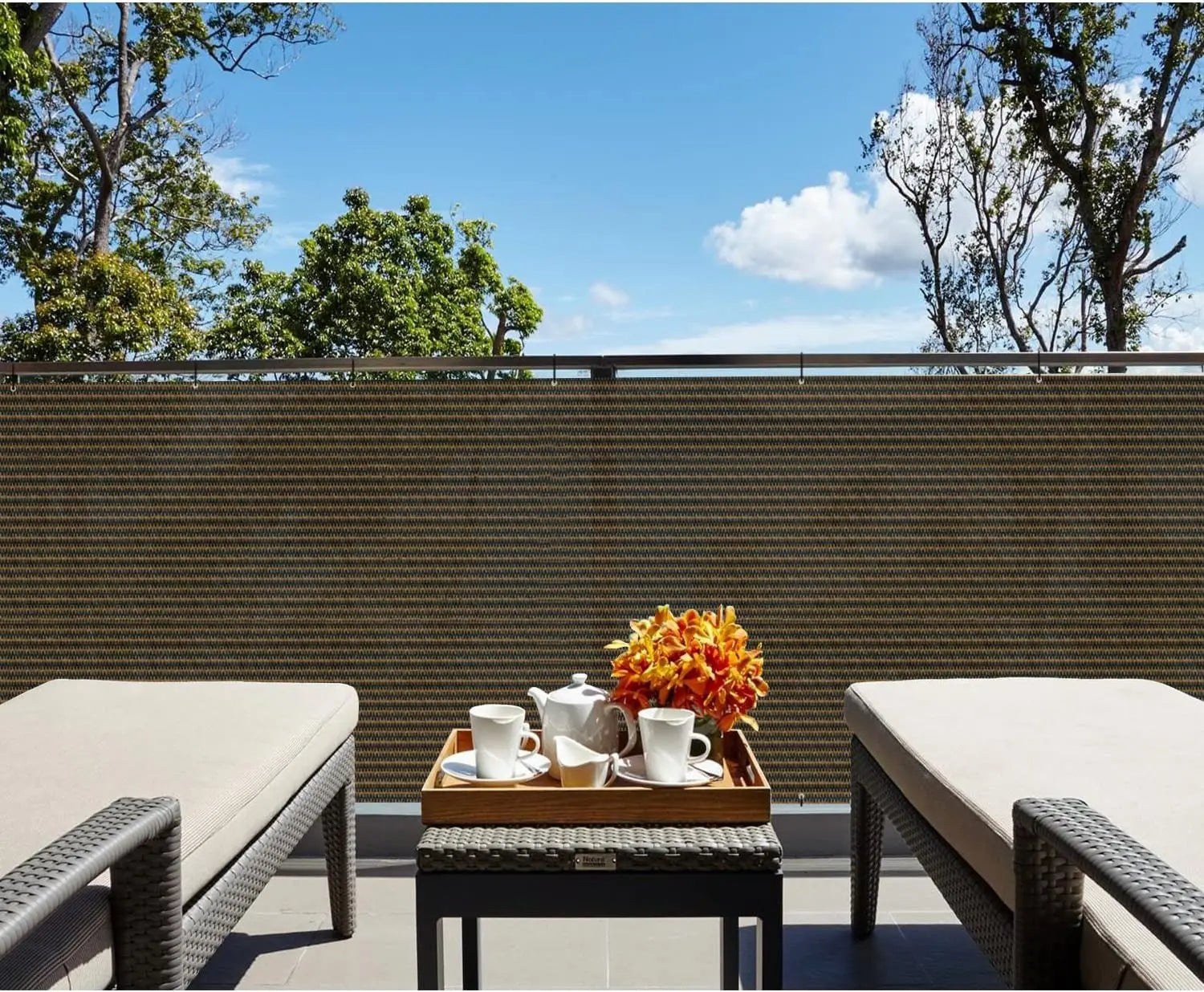 Patio Fence Privacy Screen Mesh with Grommets & Zip Ties