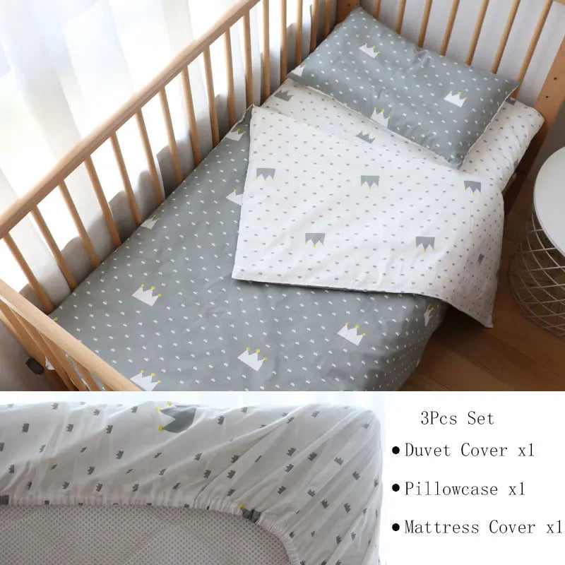 3 Pcs Kids Bedding Set - Cotton Bed Linen set Include, Pillowcase, Sheet and Duvet Cover