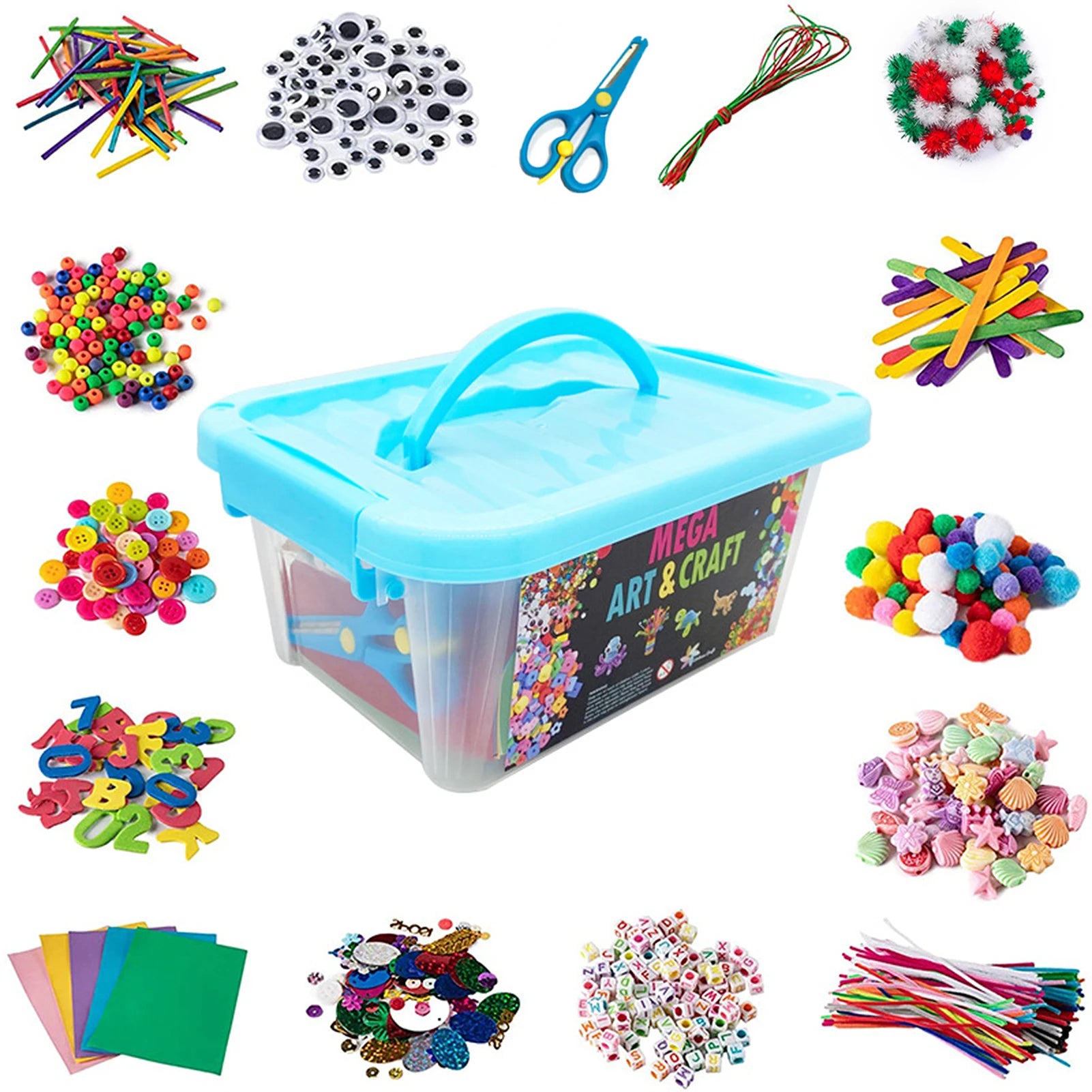 2000+ Piece DIY Arts & Crafts Supplies Kit with Carrying Box