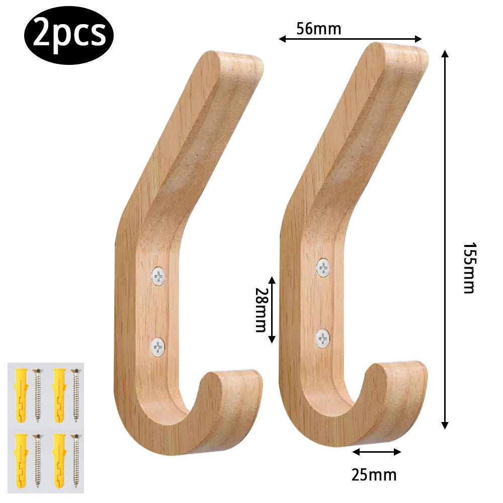 Wooden Coat Hooks - Wall Mounted - Heavy Duty Double Hooks